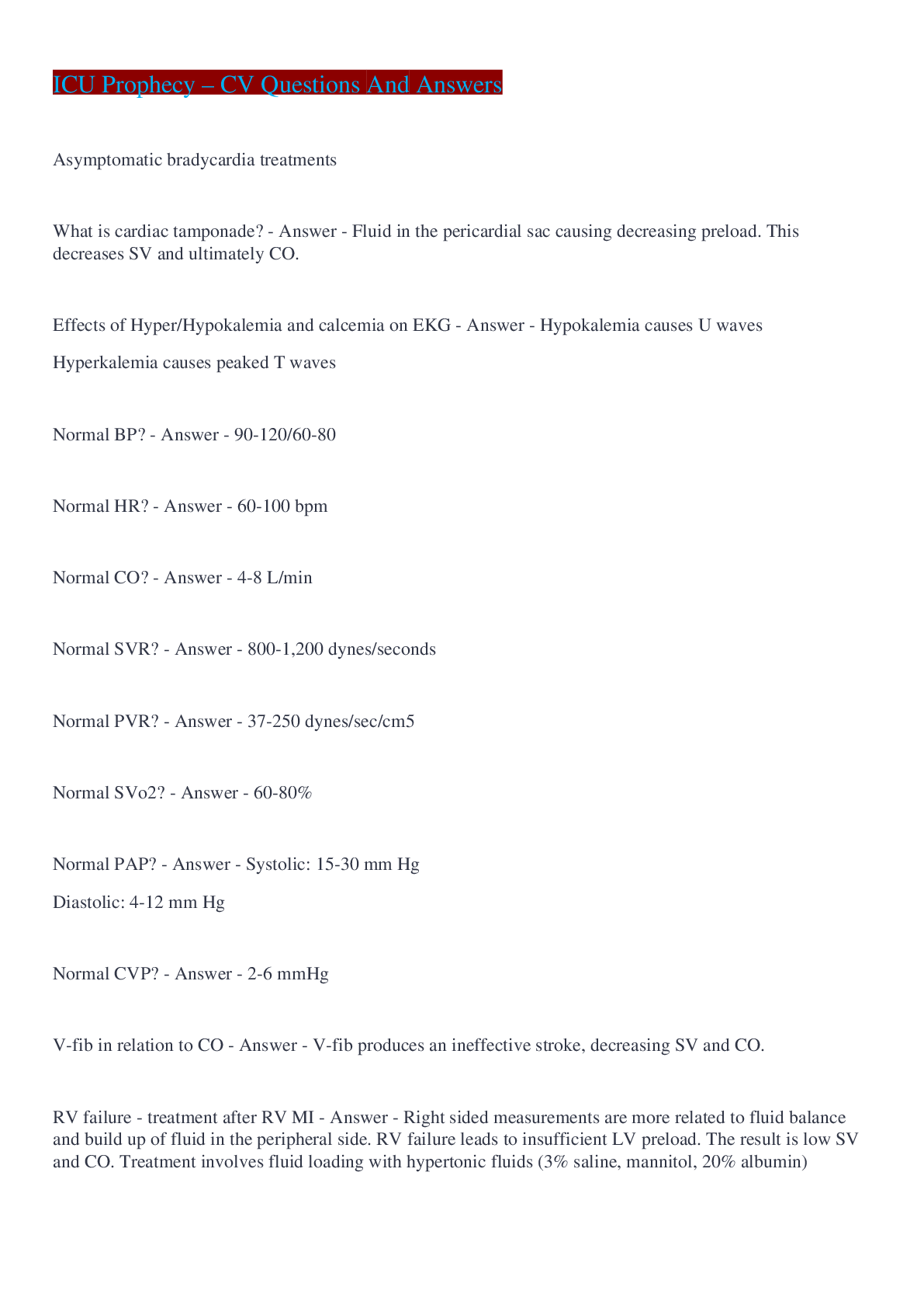 Preview image for ICU Prophecy – CV Questions And Answers  2022/2023